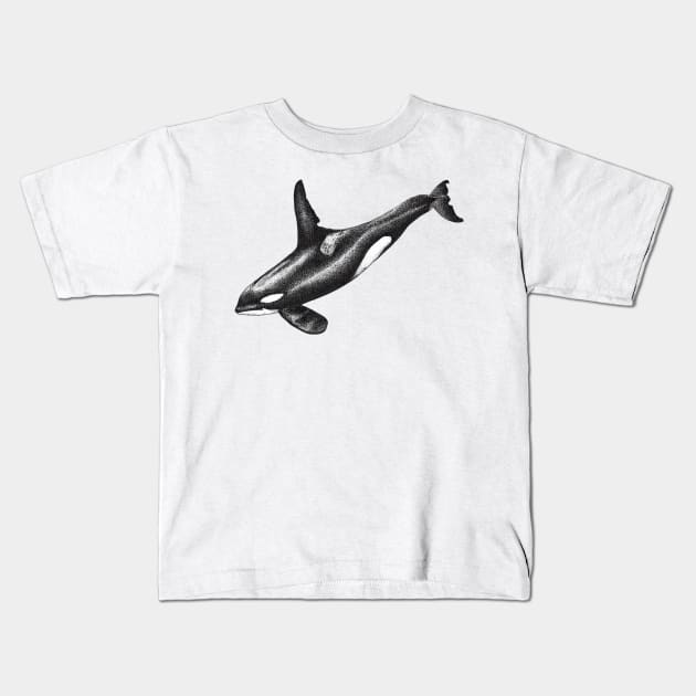 Orca killer whale ink drawing Kids T-Shirt by chloeyzoard